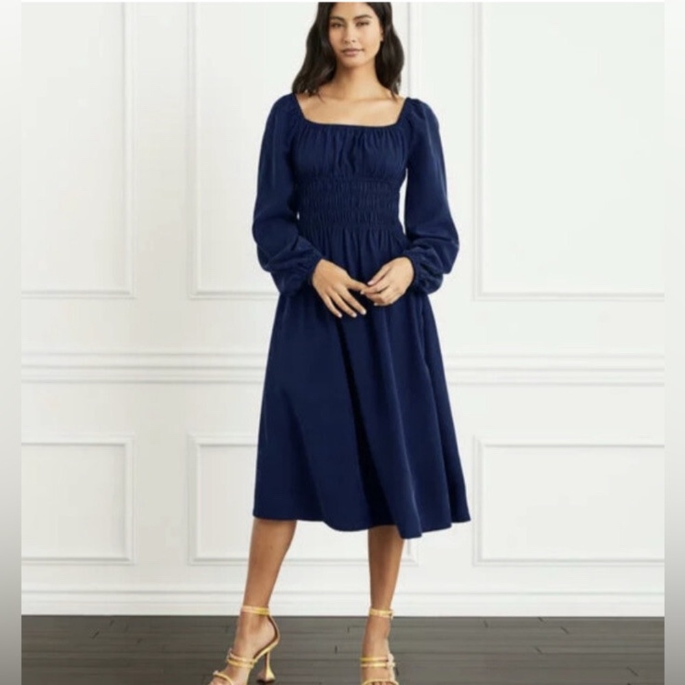 Hill House Home Jasmine Nap Dress – Navy – Size Small Midi Smocked Blue